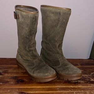 Keen Olive Waterproof Suede Mid-Calf Boots with decorative Buckle